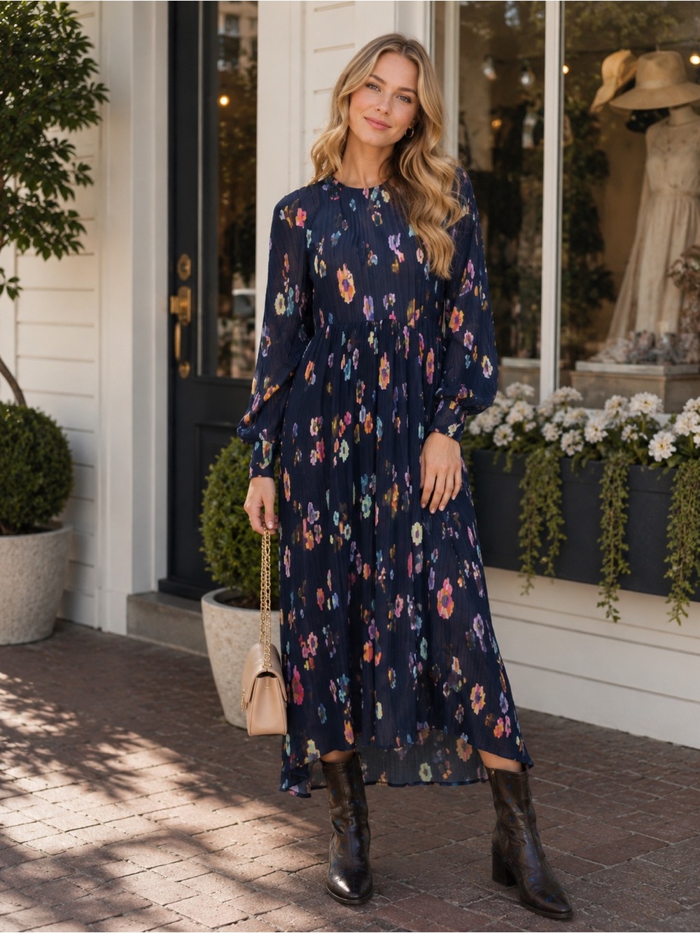 NWT STINE GOYA Luella Dress Flower Live at Night Size Small Color Blue